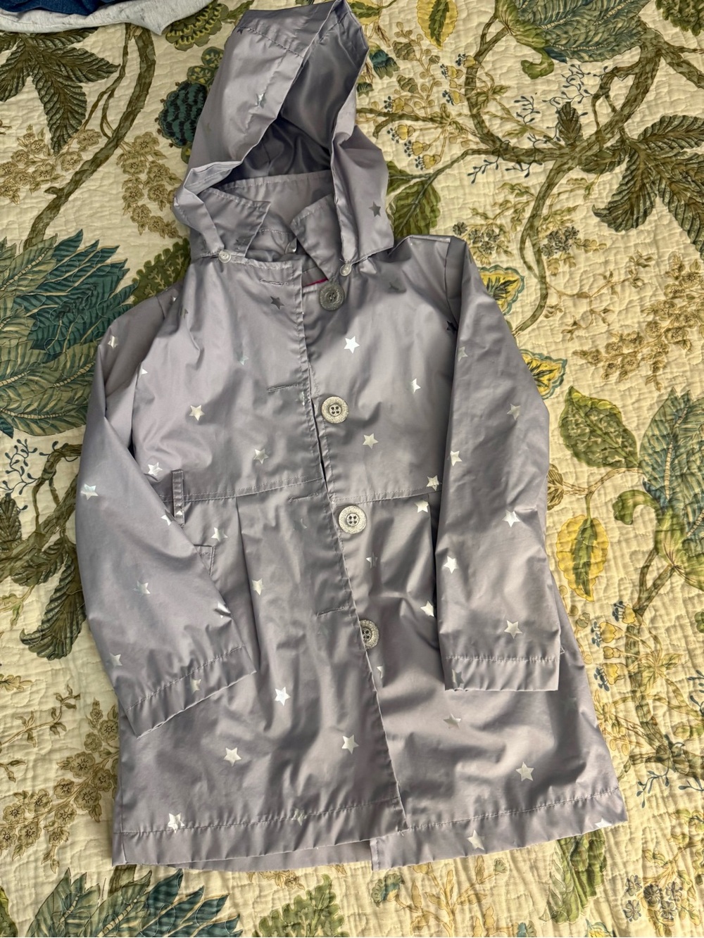 Pink Platinum Lavender Star Hooded Raincoat for Kids
